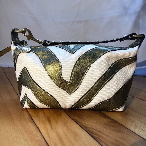 Coach Handbags - VINTAGE Coach Bronze on Cream Sassy Handbag